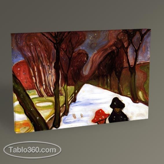 Edvard Munch Snow Falling in the Lane Tablo