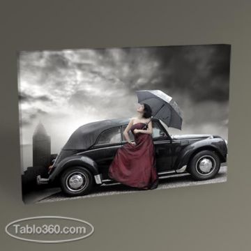 Women Dressed in Purple and Car