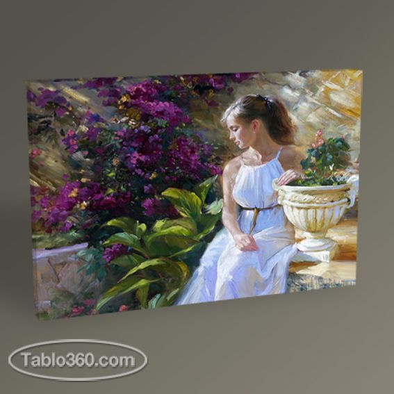 Beyaz Elbiseli Kadın Tablo