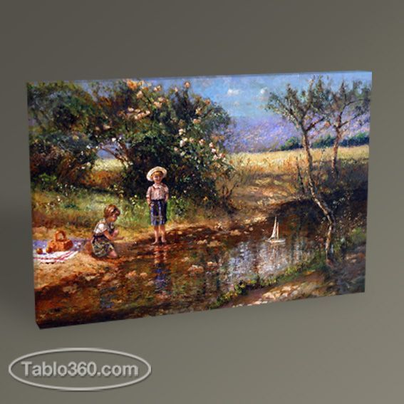Göl Kenarında Çocuklar Tablo