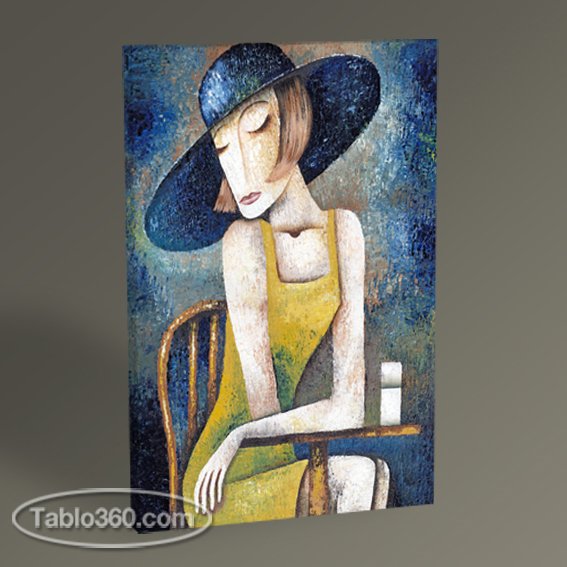 Kafede Oturan Kadın Tablo