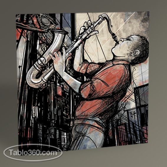 Sokaktaki Saksafon Sanatçısı Tablo