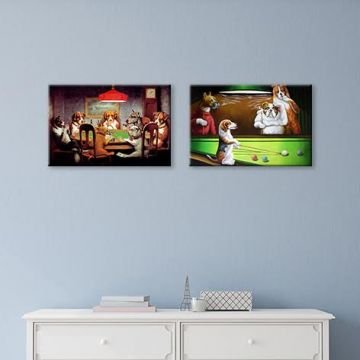 Oyun Oynayan Köpekler Tablo 65X20