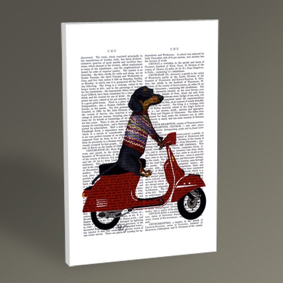Dachshund on a Moped Tablo