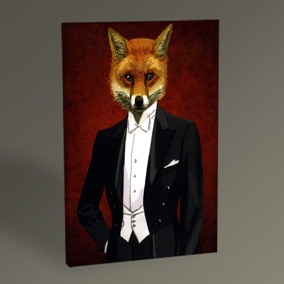 Fox in Evening Suit Portrait Tablo